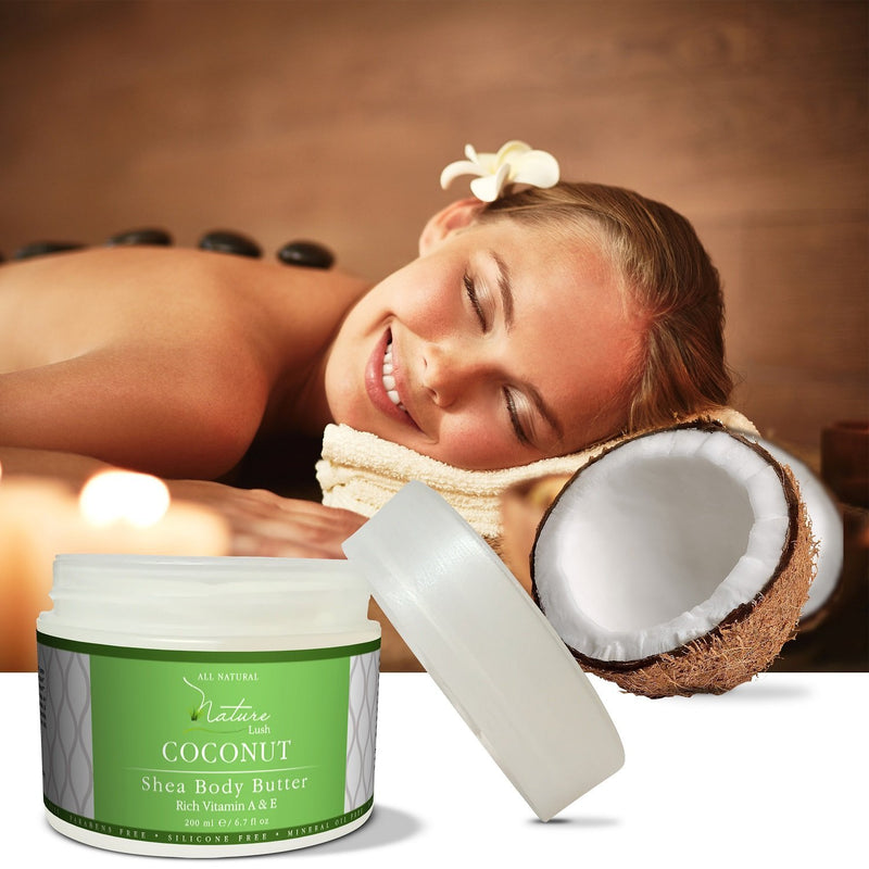 Best Coconut Body Cream - Natural & Organic – Deep Moisturizing Shea Butter with Almond by Nature Lush - 6.7 fl oz. - BeesActive Australia