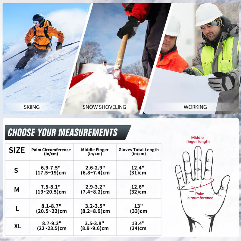 Ski Gloves Waterproof Windproof - 3M Thinsulate Insulated Warm Snow Gloves, Snowboard Gloves with Zipper Pocket, Touchscreen Winter Gloves for Men Women Large - BeesActive Australia