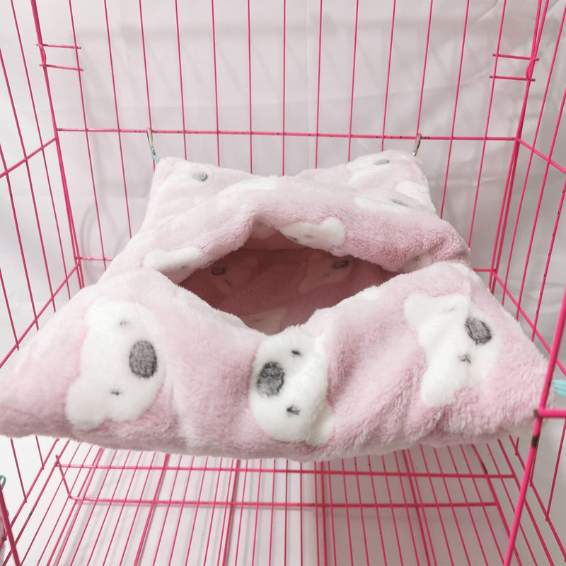 Littledropet Thick Fleece Ferret Sugar Gliders Hammock Pouch Sack Swing Hanging Bed for Rat Guinea Pig Squirrel and Other Small Animal L(13.7inch) Pink - BeesActive Australia