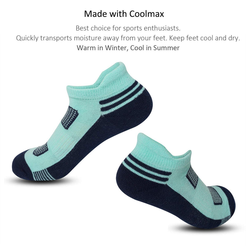 [AUSTRALIA] - AIRSTROLL Coolmax Athletic Running Ankle Socks Womens Colorful Low Cut Socks 4 Pack Orange,green,pink,blue 