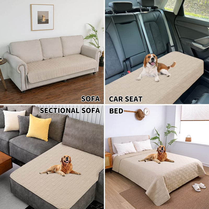 fuguitex Waterproof Reversible Dog Bed Cover Pet Blanket for Bed Couch Sofa Furniture Protector for Kids Children Dog Cat Beige+beige 40x50 Inch (Pack of 1) - BeesActive Australia