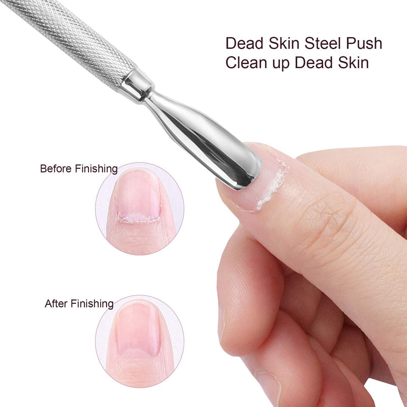 10Pcs Cuticle Pusher Remover and Cutter, TANOKY Double Ended Stainless Steel Cleaner Nail Gel Polish Removal, Durable Manicure Pedicure Nail Tools for Fingernails Toenails Silver - BeesActive Australia
