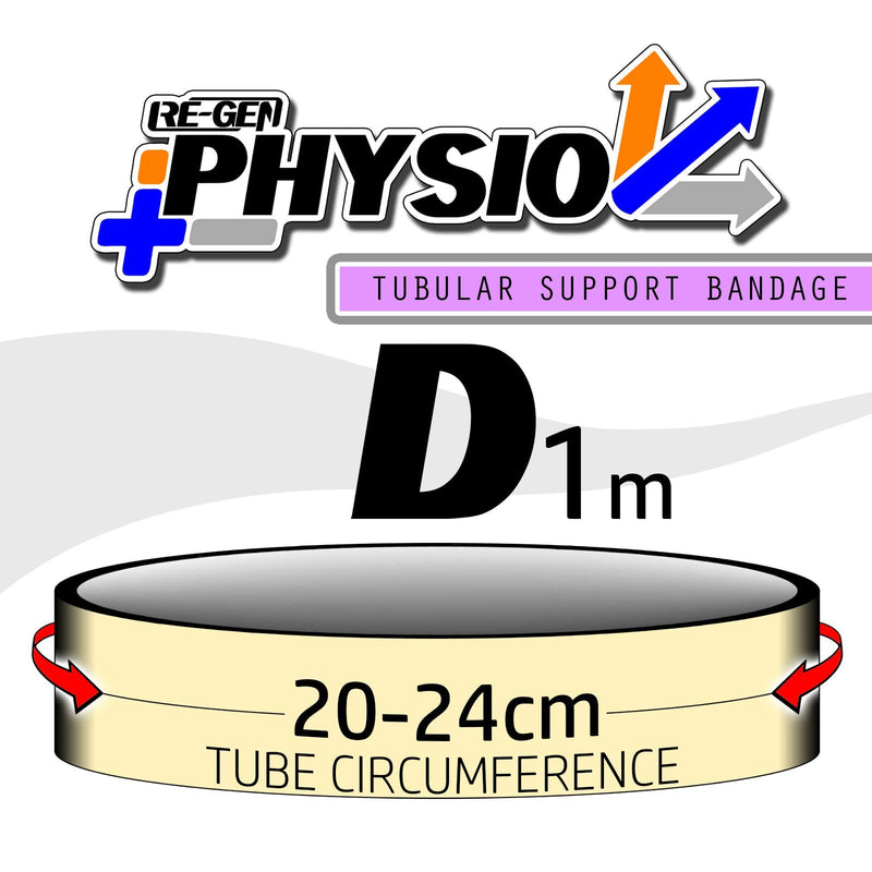 RE-GEN Tubular Compression Fit Elasticated Support Bandage Dressng - Size D (7.5cm) for Limb Circumference 20-24cm - 1m Length - BeesActive Australia