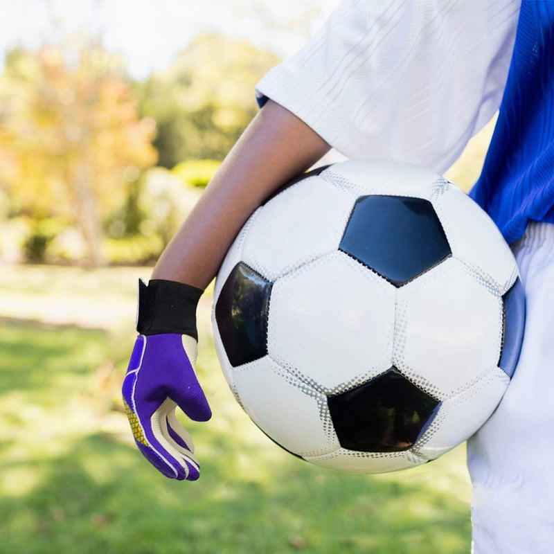 Sportout Kids Goalkeeper Gloves, Soccer Gloves with Double Wrist Protection and Non-Slip Wear Resistant Latex Material to Give Protection to Prevent Injuries Purple 7 - BeesActive Australia