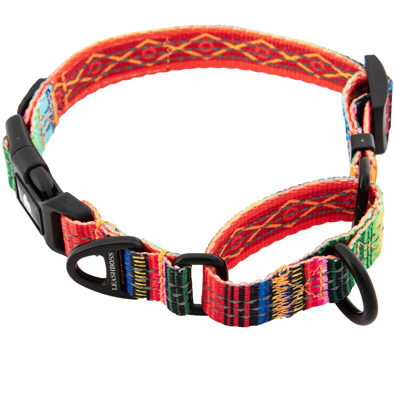 Leashboss Pattern Martingale Dog Collar, Reflective No-Pull Training Collar, Pattern Collection Medium-Large (16-19" Neck x 1" Wide) Orange - Blanket - BeesActive Australia