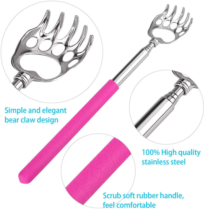 (4-Pack) elloLife Portable Extendable Telescopic Bear Claws Metal Back Scratchers/Hand Massager/Backslap with Rubber Handles 4 Colors - BeesActive Australia