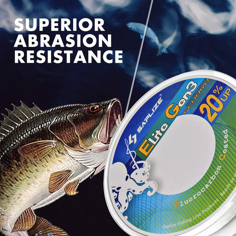 SAPLIZE Elite Gen3 Clear Fishing line, 100% Fluorocarbon Coated, 6lb-22lb, 300-1200yds, Fast Sinking, Easy Casting, High Sensitivity, Super Abrasion Resistance, Low Stretch, Monofilament 8LB/0.24mm/300Yds - BeesActive Australia