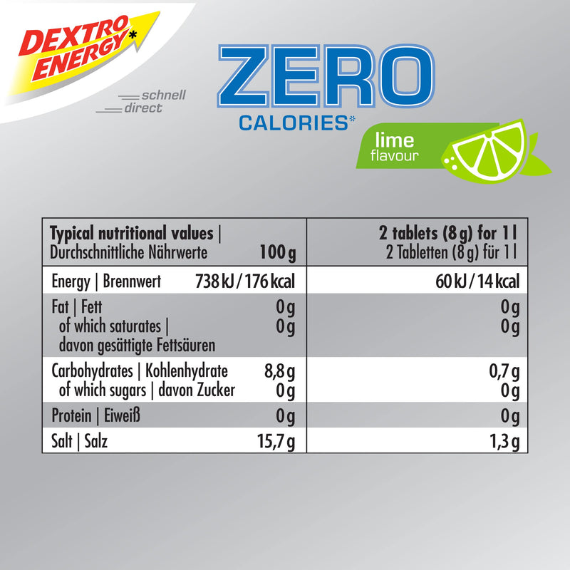 Dextro Energy Zero Calories I Recovery and Hydration Electrolyte Drink I Zero Effervescent Tablets I Lime | 3 Tubes, 60 Tablets | - BeesActive Australia