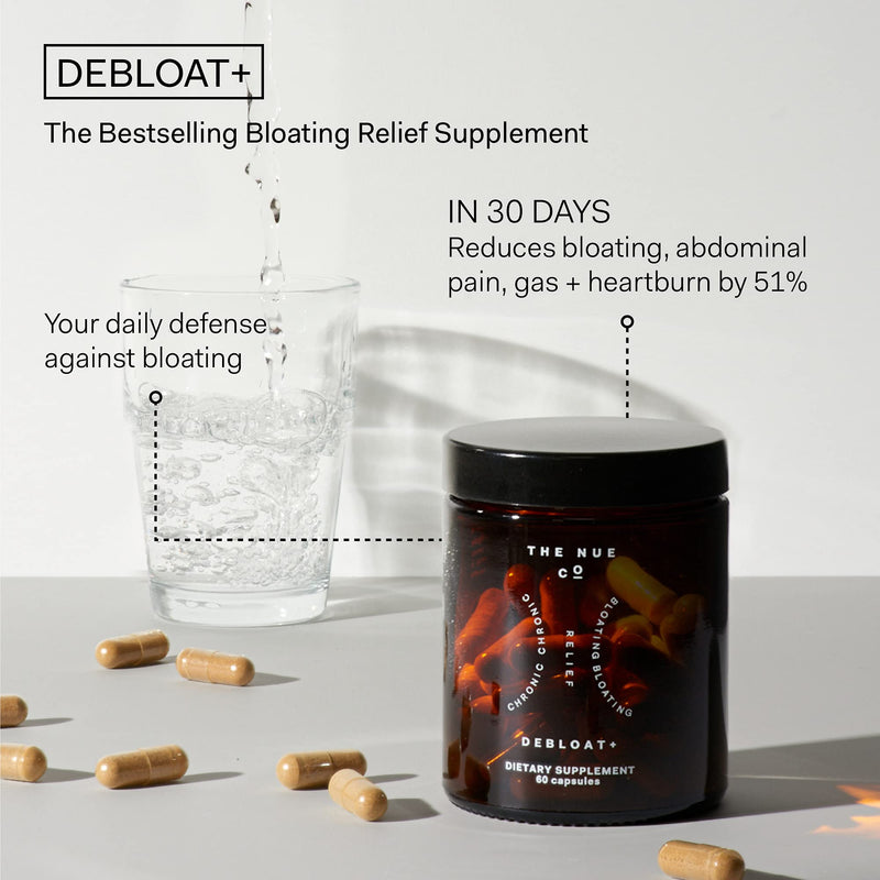 The Nue Co.- DEBLOAT+ - Daily Gut Health Supplement For IBS Symptoms And Bloating Relief - Vegan, Gluten-Free, Sugar-Free - 60 Capsules - BeesActive Australia