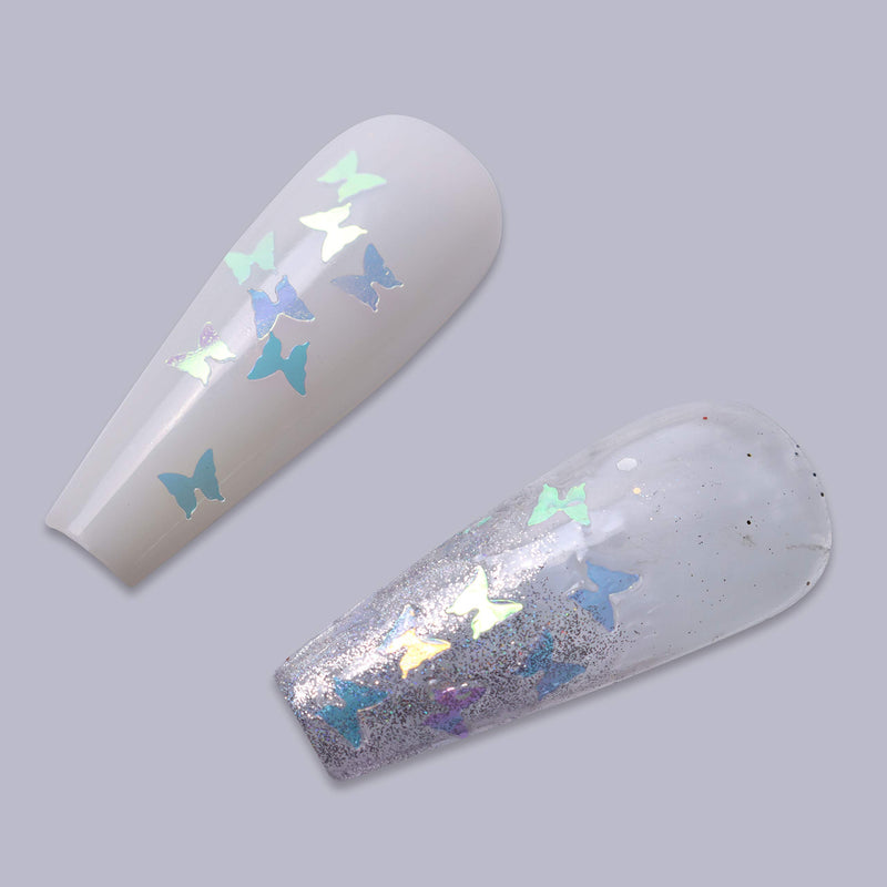 Allstarry Nail Glitter Butterfly Holographic Mermaid Ultra-thin Iridescent Sequins Flakes Acrylic Nail Art Accessories for DIY Decoration Iridescent Butterfly - BeesActive Australia