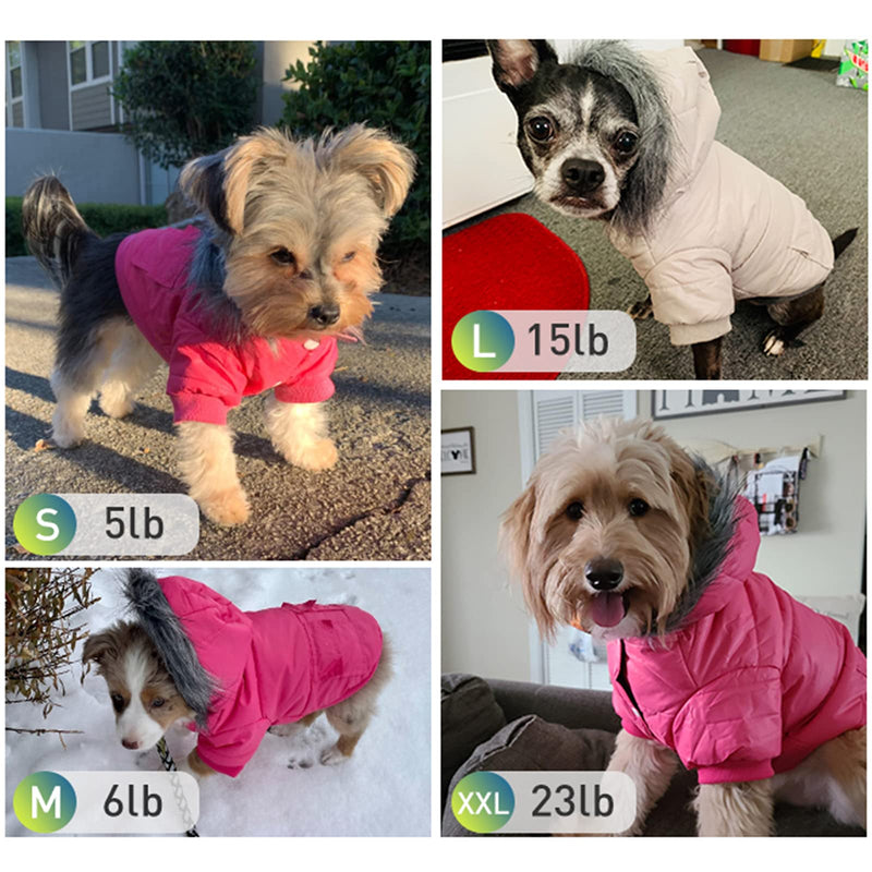 lesypet Dog Warm Winter Coat, Doggy Coats for Small Dogs Wind Resist Paded Warm Jacket for Puppy Pink - BeesActive Australia