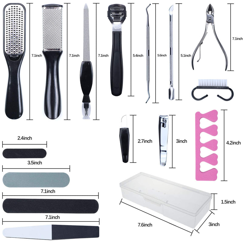 23 in 1 Professional Pedicure Tools Set, Stainless Steel Foot Care Pedicure Kit Feet Scrubber Foot Rasp Foot Dead Skin Remover for Men Women Home, Travel and Salon - BeesActive Australia