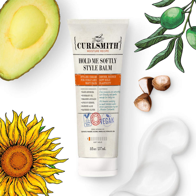 Curlsmith - Hold Me Softly Style Balm - Vegan Soft Hold Styling Cream for Wavy and Curly Hair, Natural Look (237ml) - BeesActive Australia