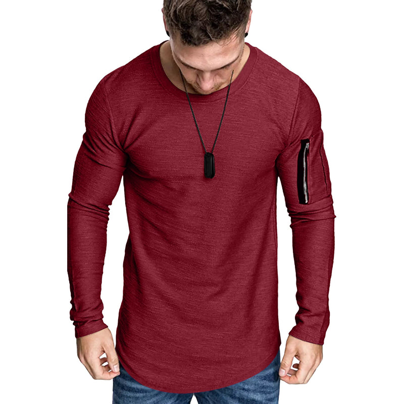 COOFANDY Men's 2 Pack Muscle Workout T Shirts Fitted Athletic Fashion Longline Hipster Hip Hop Tee Top Black & Wine Red Medium - BeesActive Australia