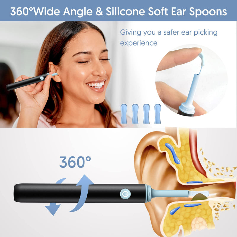 Ear Wax Removal kit Camera - 1920P Wireless Ear Otoscope with 6 LED Lights, Avatar Controls Smart Bud Endoscope Ear Wax Cleaner Tool with Soft Silicone Ear Spoon for iPhone iPad & Android Smart Phones - BeesActive Australia
