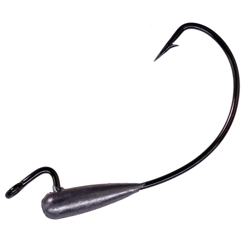 thkfish 20Pcs Black Fishing Weighted Hooks Offset Soft Worm Hook with Weight 3/0 Leadless Rig Swimbait Hooks Wide Gap Single Hooks for Saltwater Freshwater 1G - BeesActive Australia
