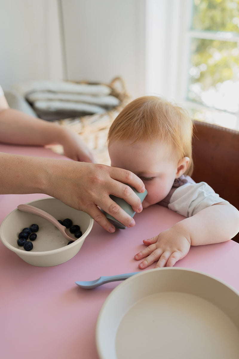 BIBS Cup Set for Baby or Toddler 2-Pack, Made in Denmark, 100% Food-Grade Material, Non-Slip and Dishwasher Friendly. Made in Denmark. (Cloud/Petrol) - BeesActive Australia