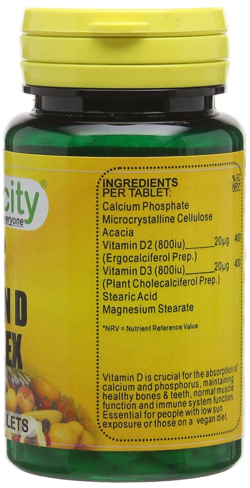 Veganicity Vitamin D Complex 1600iu (40µg) : Vitamin D Supplement : 90 Vegan Tablets - BeesActive Australia