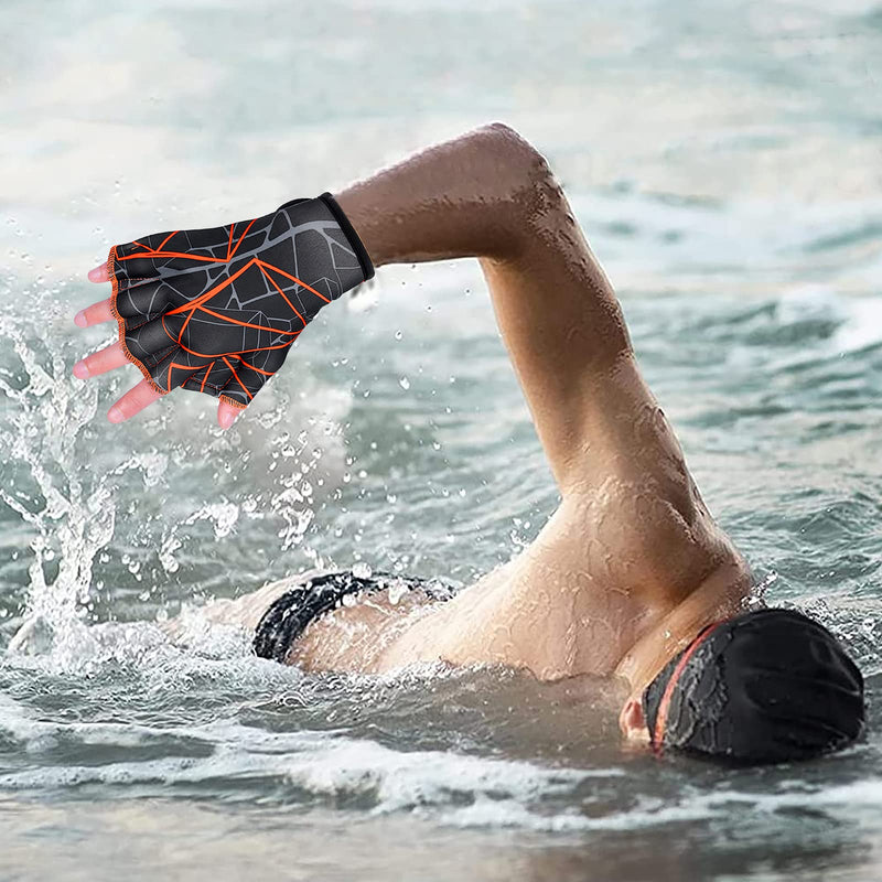Aquatic Glove Open Finger Webbed Swimming Glove Elastic Nylon Water Training Paddle Adjustable Diving Hand Swim Gear Glove for Men Women Fitness Surfing Sport Hand Fin Diving Hand Web Equipment - BeesActive Australia