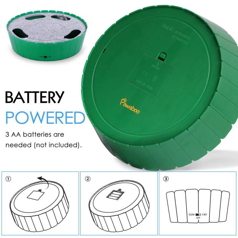 Pawaboo Cat Toy with Running Mouse, Electric Interactive Motion Cat Toy Automatic Rotating Teaser Pop and Play Hide and Seek Hunt Toy for Pet Cat Kitten Play Fun Excercise Green - BeesActive Australia