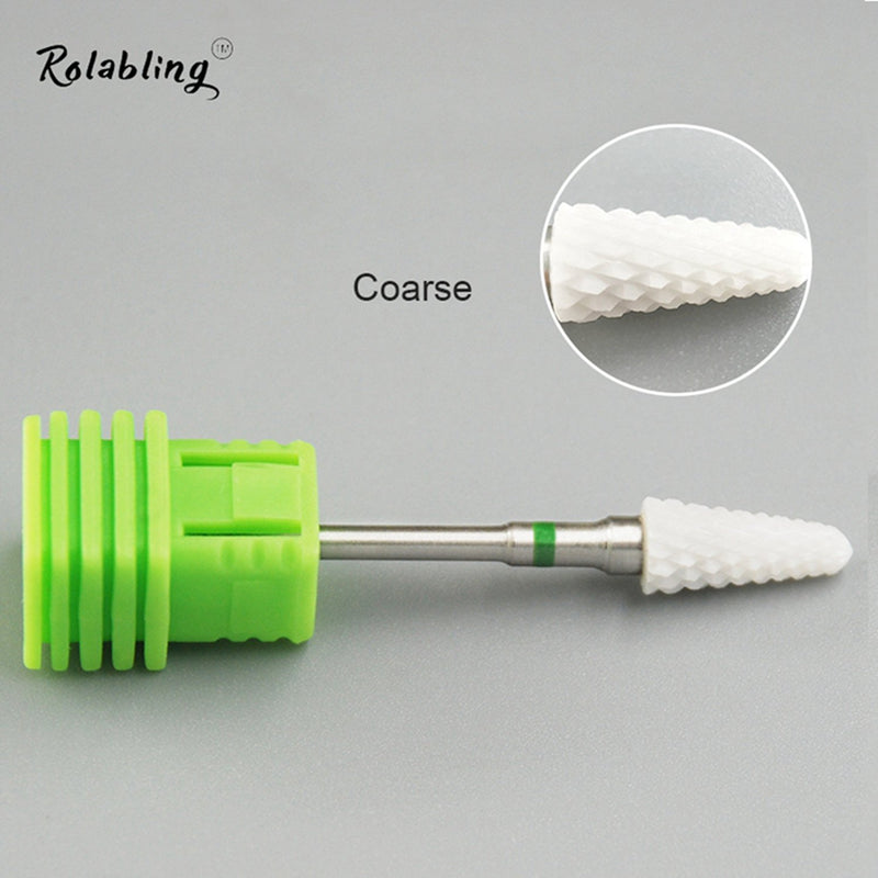 Rolabling Ceramic Nail Drill Bit White Flame Nail Drill Bit for Electric Drill Manicure Machine Nail Salon Tool (Coarse Green) Coarse Green - BeesActive Australia