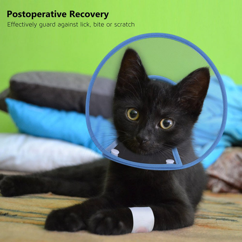 PETBABA Cat Cone Collar in Recovery, Clear Elizabethan Not Block Vision, Soft Padded E-Collar Protect Neck, Suitable Kitten Puppy Dog Pet in Surgery Remedy Grooming 5"-6" Blue - BeesActive Australia