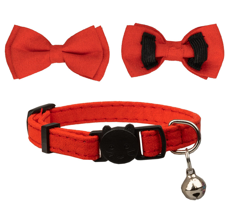 Gyapet Cat Collar with Bell Breakaway Kitten Small Puppy Safety Bow Tie Solid Wedding Basic Color [1pc] Red - BeesActive Australia