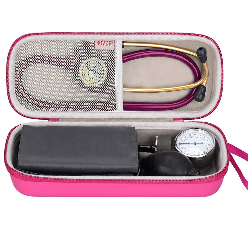 BOVKE Hard Stethoscope Case for 3M Littmann Classic III, MDF Acoustica Lightweight, Lightweight II S.E. Stethoscope,Extra Room for Medical Bandage Scissors EMT Trauma Shear and LED Penlights,Raspberry C_Raspberry - BeesActive Australia