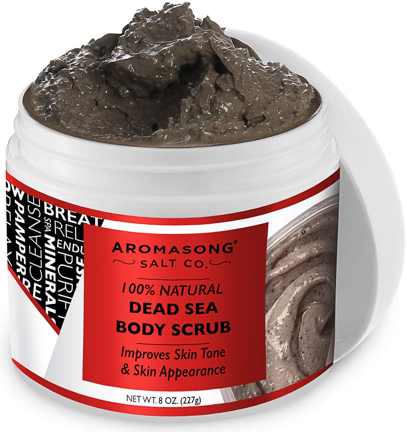 Aromasong 100% Pure Dead Sea Body Scrub, Dead Sea Mud with Dead Sea Salt Only, Natural Cream Exfoliant, Stretch Mark & Wrinkle Reducer Soothing Reliefs Sore Muscles, Body Scrub for Women & Men, 8oz. - BeesActive Australia