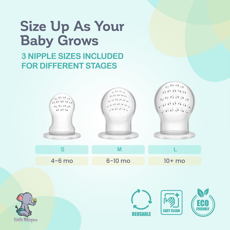 LittleWhispers Baby Fruit & Food Feeder Pacifier - Infant Feeding Teether - 2 Piece - BeesActive Australia