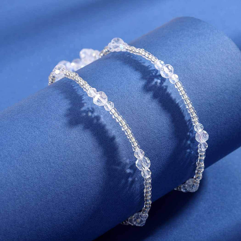 Aetorgc Delicate Anklets Chain Crystal Foot Anklet Beads Bridal Beach Sandals Jewelry for Women and Girls - BeesActive Australia