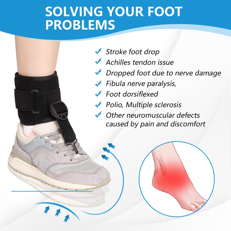 joingood AFO Foot Drop Brace, Adjustable Drop Foot Brace for Walking with Shoes, Soft Foot Up Brace for Achilles Tendon, Foot Dorsiflexed, Stroke, Ankle Foot Orthosis to Improve Walking Gait(L/XL) L/XL - BeesActive Australia