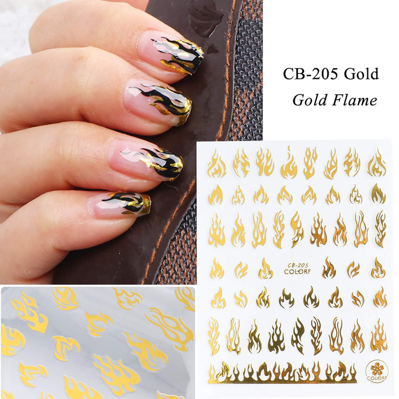 7 Sheets Fashion Flame Word Nail Art Stickers Self-Adhesive Decals Black Gold Silver White Flame Dollar Chinese Character Nail Design For Acrylic Nail Supplies Nail Decoration Kits - BeesActive Australia