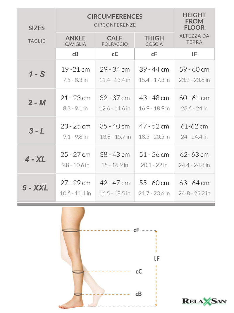 RELAXSAN M2170A open-toe Thigh High (20-30 mmHg), 100% Made in Italy Medium Beige - BeesActive Australia
