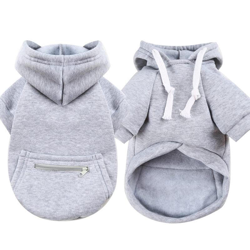 PETCARE Pet Dog Hoodie Sweater Warm Soft Fleece Sweatshirts with Pocket Fall Winter Puppy Cat Sweaters Clothes for Small Dogs Cats Chihuahua Yorkies French Bulldog Outfits M(Fit 4-6 lbs) grey - BeesActive Australia