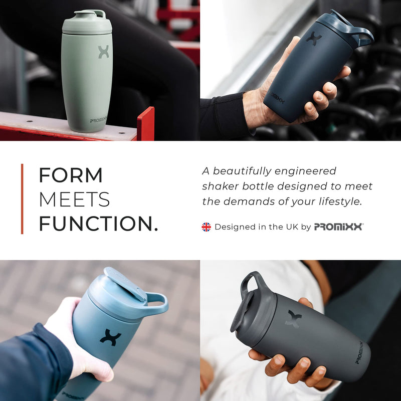 Promixx Pursuit Shaker Bottle Insulated Stainless Steel Water Bottle and Blender Cup, 550ml, Graphite Graphite Grey - BeesActive Australia
