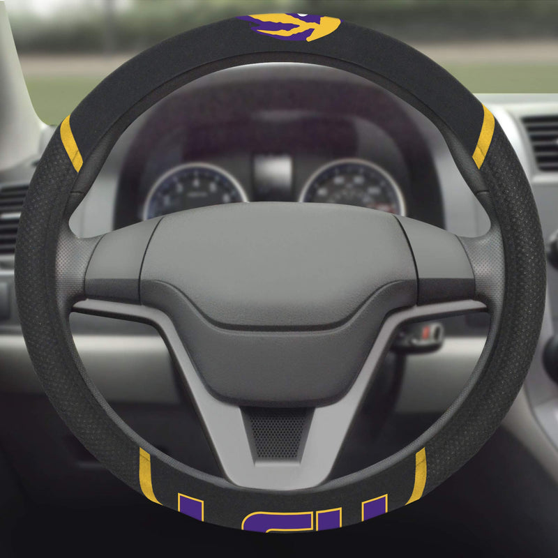 FANMATS 14798 NCAA Louisiana State University Tigers Polyester Steering Wheel Cover,15"x15" - BeesActive Australia
