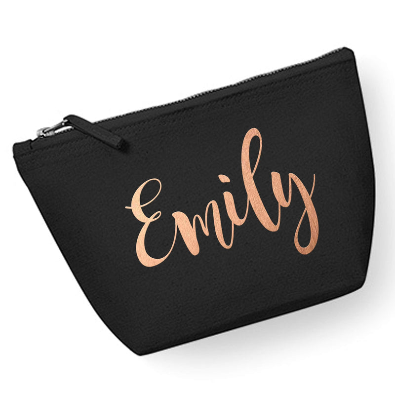 Personalised Gifts - Rose Gold Name Custom Text Personalised Makeup Bags with Customized Name Makeup Bag (Black, Small - 13.5x12x6cm) Black - BeesActive Australia