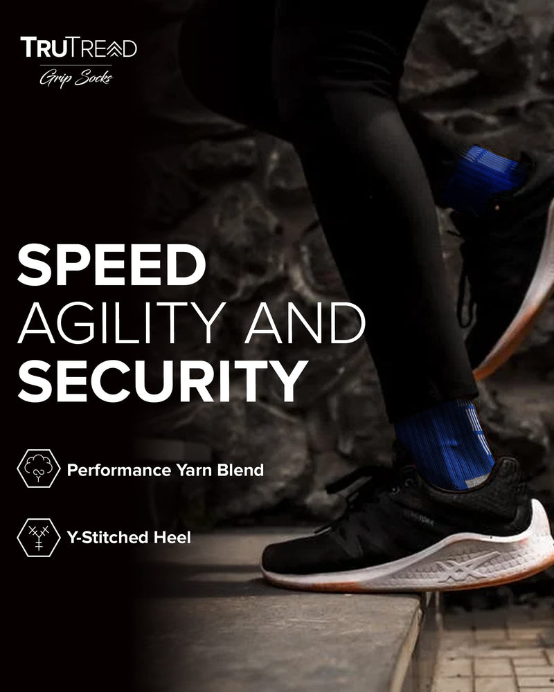Non Slip Soccer Socks Mens | 4 Pairs | Non Skid Grip | Football Basketball Sport Large Black, Blue, White, Red - BeesActive Australia