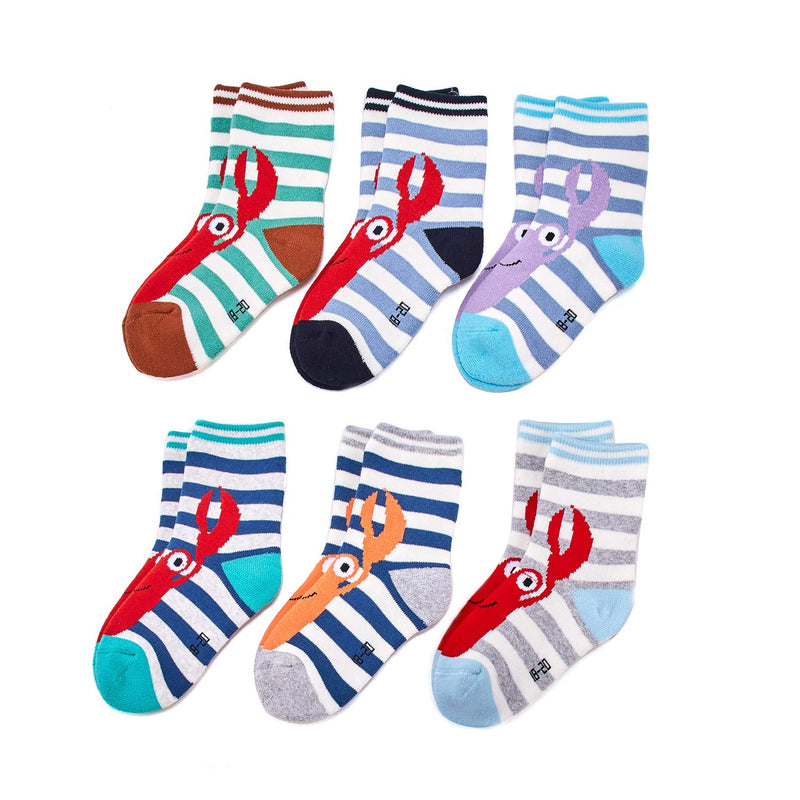 Boys Girls Christmas Socks Kids Warm Socks Winter Thermal Cotton Crew Socks 10-13 Years Lobster 6 Pairs - BeesActive Australia