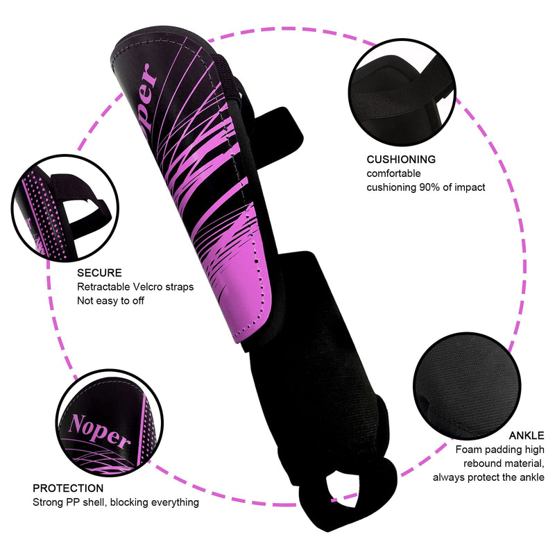 Soccer Shin Guards for Kids Youth, Shin Guard and Shin Guard Sleeves for Boys and Girls for Football Games EVA Cushion Protection Reduce Shocks and Injuries C-Purple+Black Large - BeesActive Australia