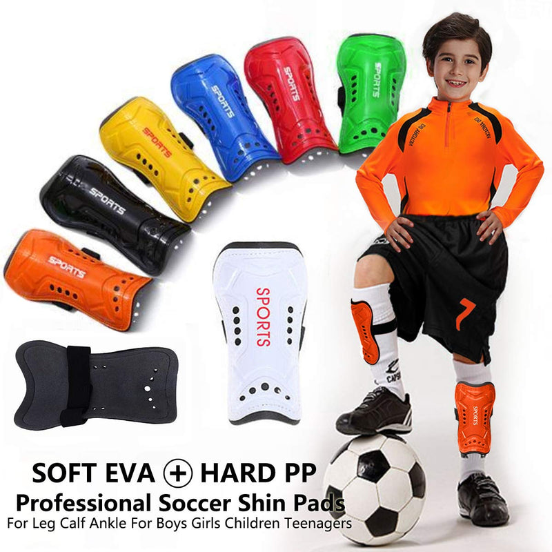 Ralleyfun Youth Soccer Shin Guards for Kids Child Calf Protective Gear Soccer Equipment Soccer Shin Pads Calf Sleeves Protection for Boys Girls Kids Youth Toddler Children Teenagers Adult Orange S 3'3 - 3'9 - BeesActive Australia