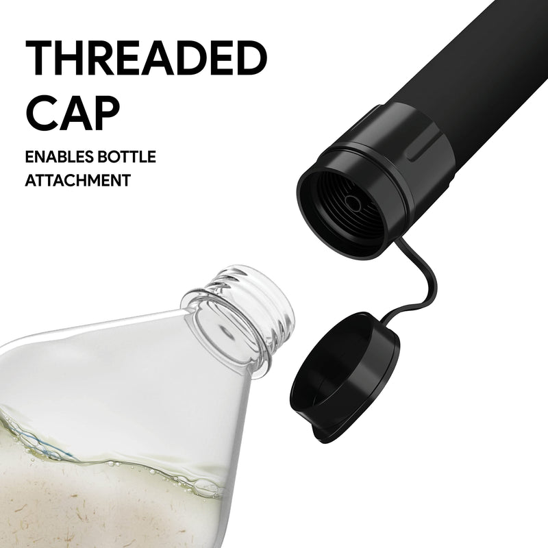 Survival Straw Water Filter - Straw With Filter for Healthy Drinking - Survival Water Filter Blocks 99.99% Microplastics, Water Filter Straw for Hiking, Biking, Camping, Survival Straw Water Purifier. 1 Pack Black - BeesActive Australia