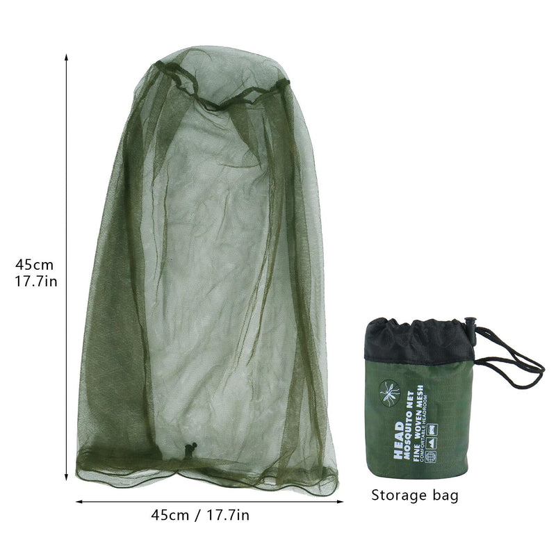 2 Pack Mosquito Head Net Midge Net Head Cover for Outdoor Hiking Fishing Camping Green and Black Green, Black - BeesActive Australia