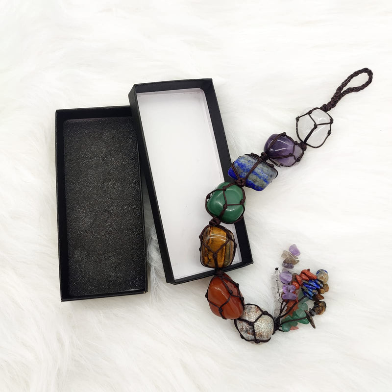 7 Chakras Healing Crystals, Natural Gemstones Spiritual Gifts for Women Polished Tumbled Stones Positive Energy Spiritual Meditation Hanging Ornament/Window Ornament/Feng Shui (Healing Crystals-01) Healing Crystals-01 - BeesActive Australia