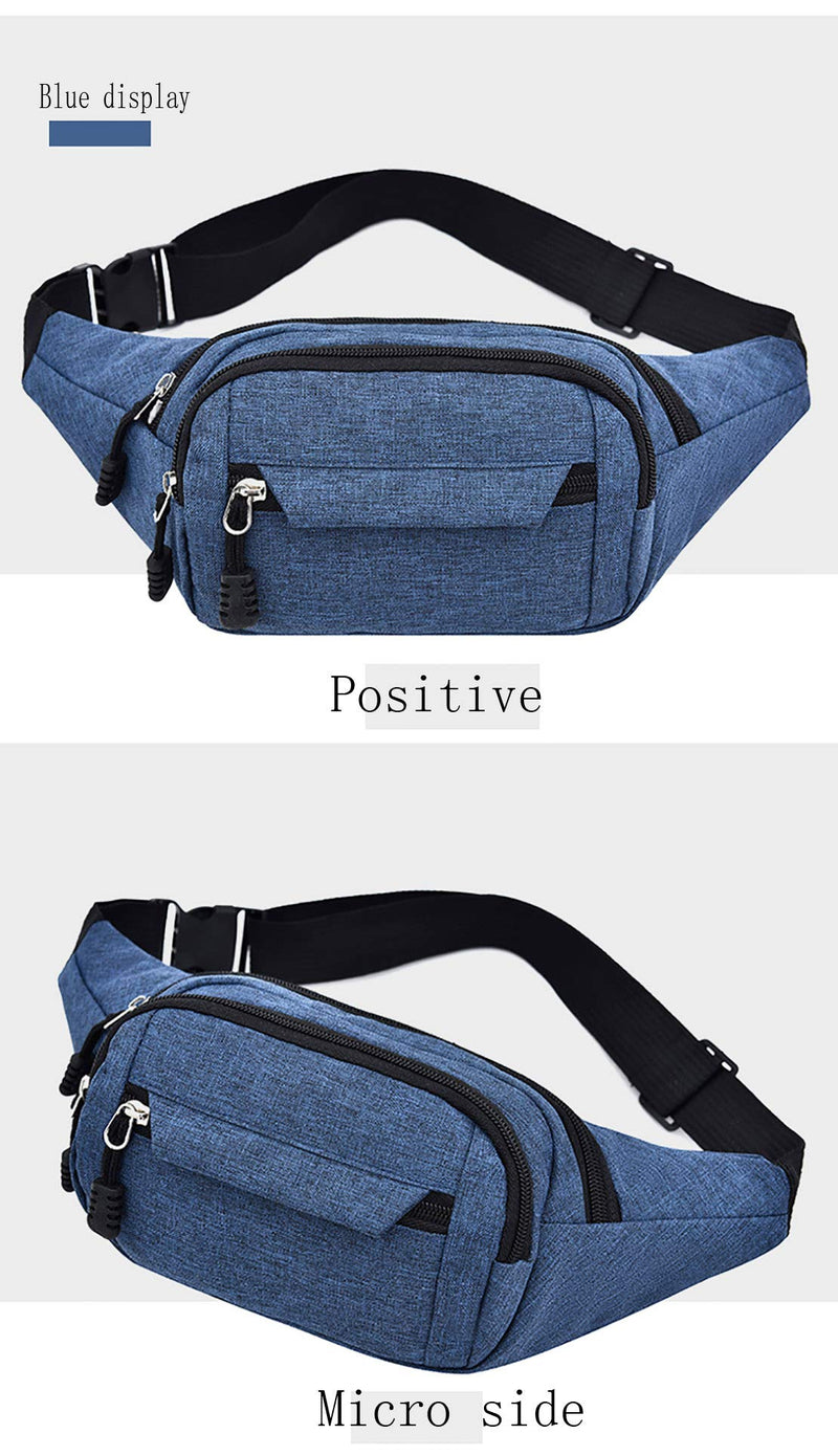 Sports Waist Bag Unisex Fanny PackWater Proof Fanny Pack and Wear-Resistant 4 Pockets Large Capacity Runner Gifts Travel Fanny PackOutdoor Sports Waist Bag(Blue) Blue - BeesActive Australia