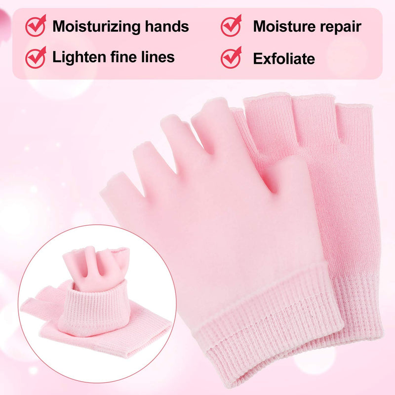 2 Pairs Moisturizing Gloves Fingerless Moisture Gloves Soft Moisturizing Gloves for Dry Rough and Cracked Hands (Pink and Black) Pink and Black - BeesActive Australia