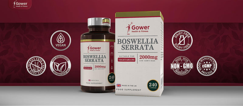 GH Boswellia Serrata Capsules 2000mg | Boswellia Indian Frankincense 5:1 Extract | 240 Vegetarian Capsules | Joint Support Supplement | Non-GMO, Gluten & Allergen Free | Manufactured in The UK 240 count (Pack of 1) - BeesActive Australia