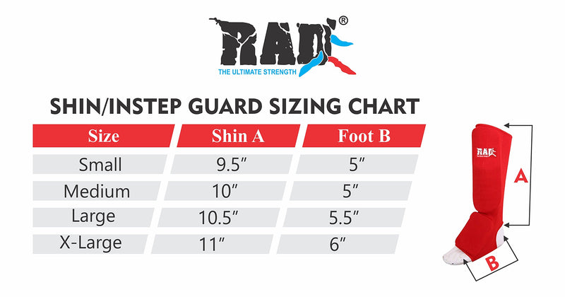 [AUSTRALIA] - RAD Shin Guards MMA Elastic Cloth Shin & Instep Padded Guards Protective Kickboxing (Pair) Large 