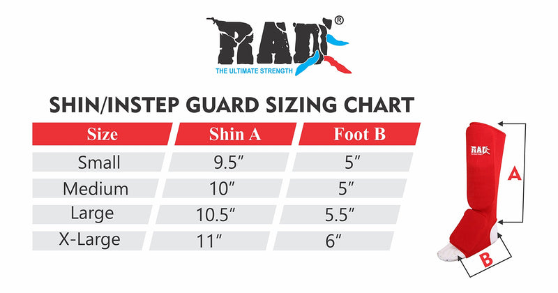 [AUSTRALIA] - RAD Shin Guards MMA Elastic Cloth Shin & Instep Padded Guards Protective Kickboxing Black (Pair) Medium 